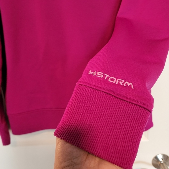 Under Armour fleece Storm pink hoodie Big Logo SZ Large - Picture 3 of 5